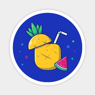 Pineapple Juice And Watermelon Cartoon Magnet